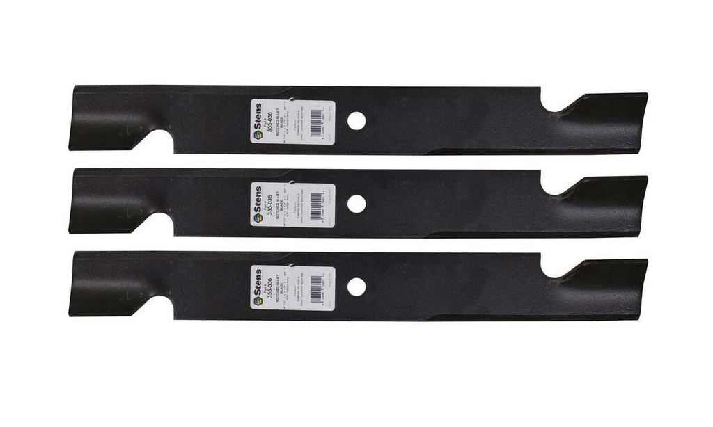 3 Pk of Stens 355-036 Notched Hi-Lift Blade 08899100 08979600 09081200 103-0301