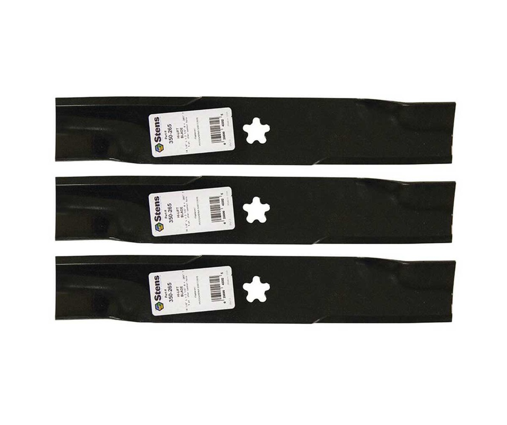 3 Pack of Stens 350-265 Lawnmower Hi-Lift Blade Husqvarna 539112078 577146101