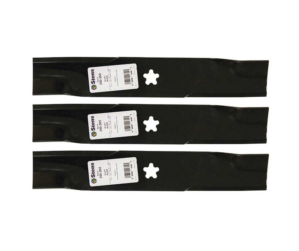 3 Pack of Stens 350-265 Lawnmower Hi-Lift Blade Husqvarna 539112078 577146101