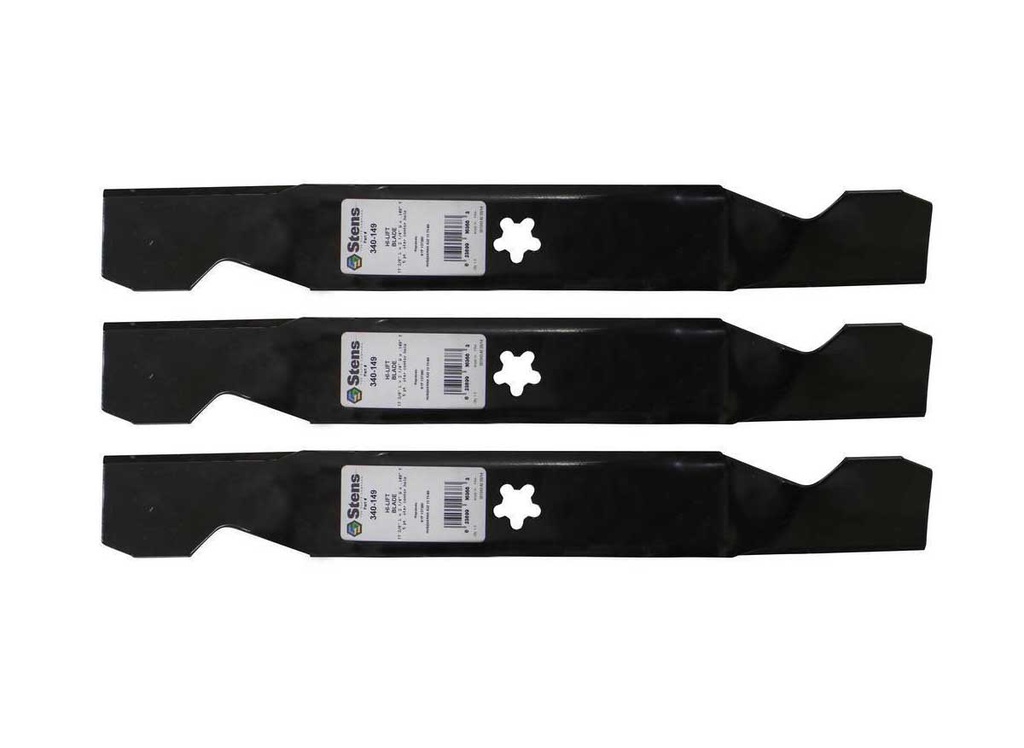 3 Pack of Stens 340-149 Lawnmower Hi-Lift Blade Husqvarna 532137380 Poulan