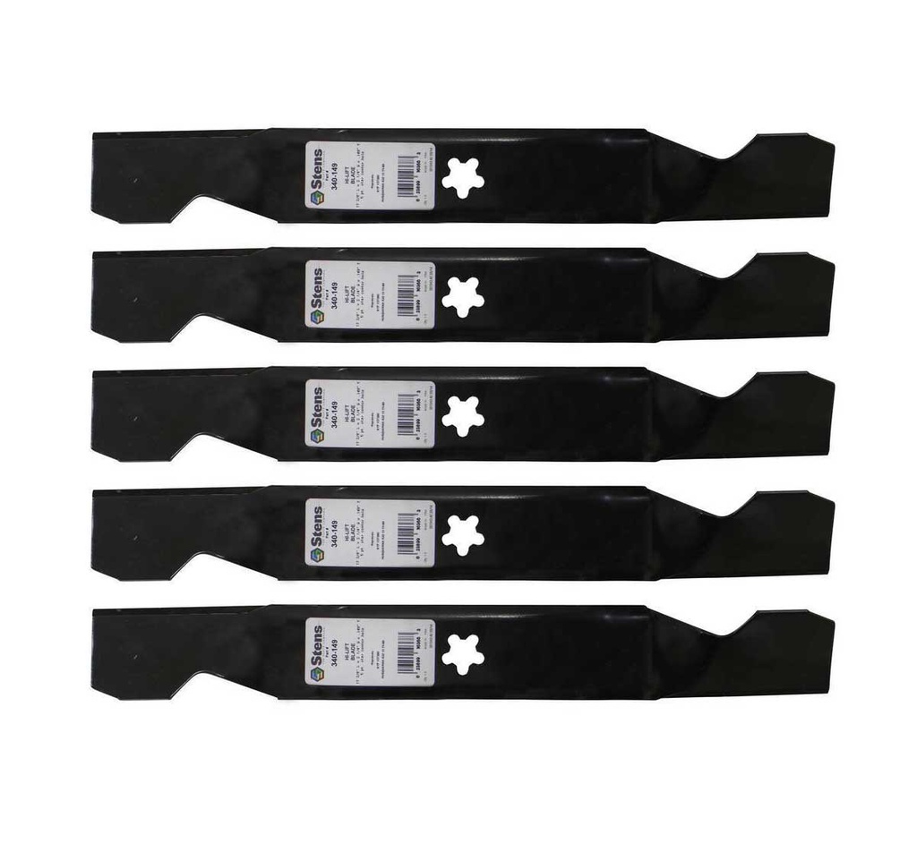 5 Pack of Stens 340-149 Lawnmower Hi-Lift Blade Husqvarna 532137380 Poulan