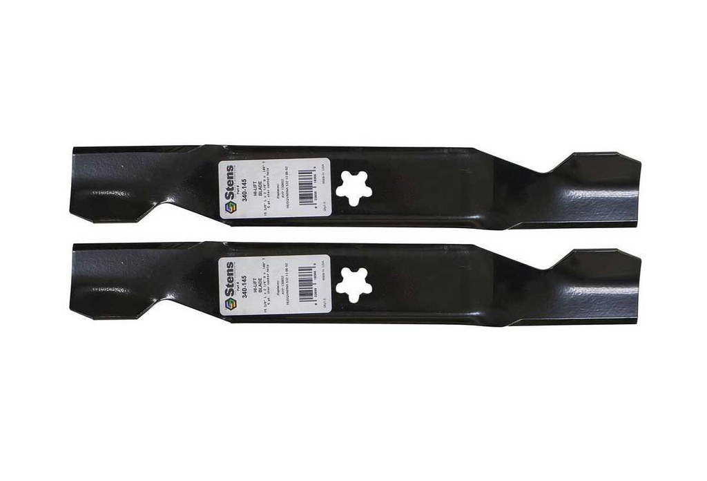 2 Pack of Stens 340-145 Lawnmower Stens Hi-Lift Blade Husqvarna 532130652 AYP