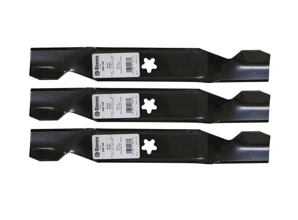 3 Pack of Stens 340-145 Lawnmower Stens Hi-Lift Blade Husqvarna 532130652 AYP