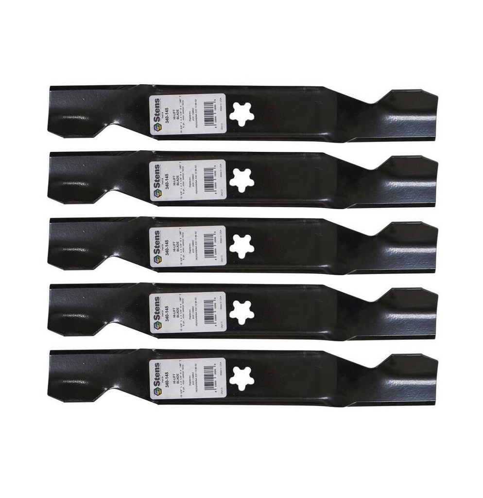 5 Pack of Stens 340-145 Lawnmower Stens Hi-Lift Blade Husqvarna 532130652 AYP