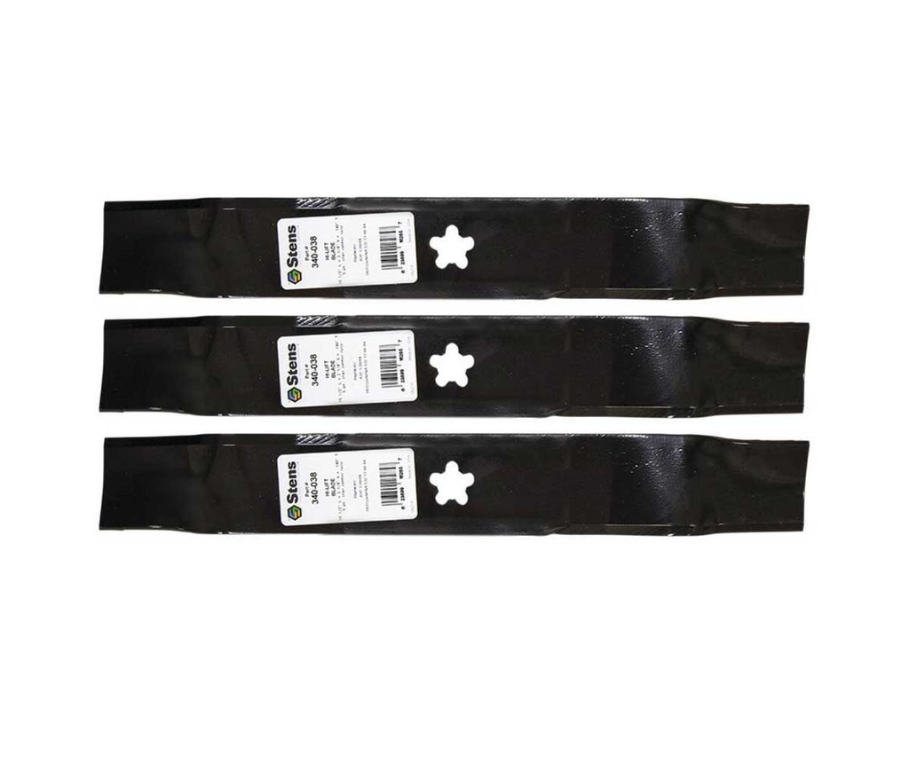 3 Pack of Stens 340-038 Lawnmower Hi-Lift Blade Husqvarna 532157033 532170698