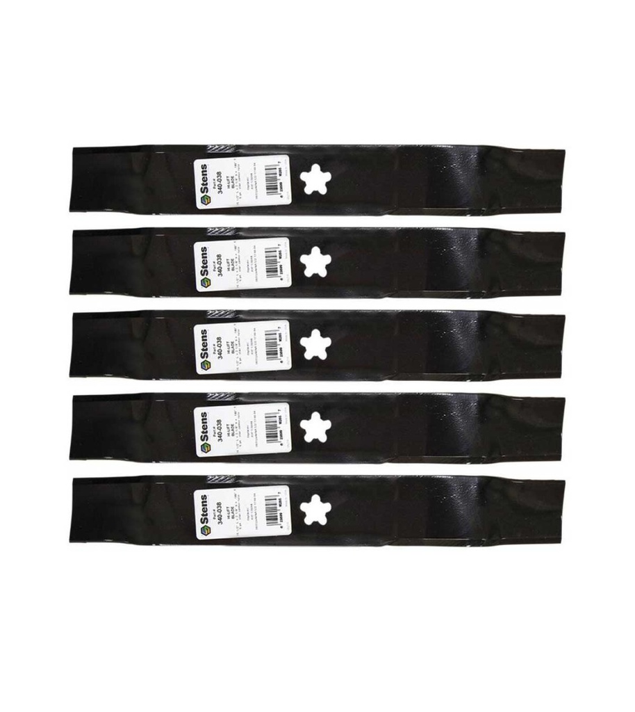 5 Pack of Stens 340-038 Lawnmower Hi-Lift Blade Husqvarna 532157033 532170698