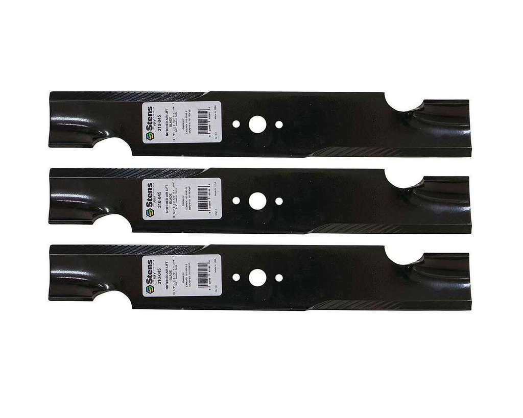 3 Pack of Stens 310-045 Lawnmower Notched Air-Lift Blade Husqvarna 539100340