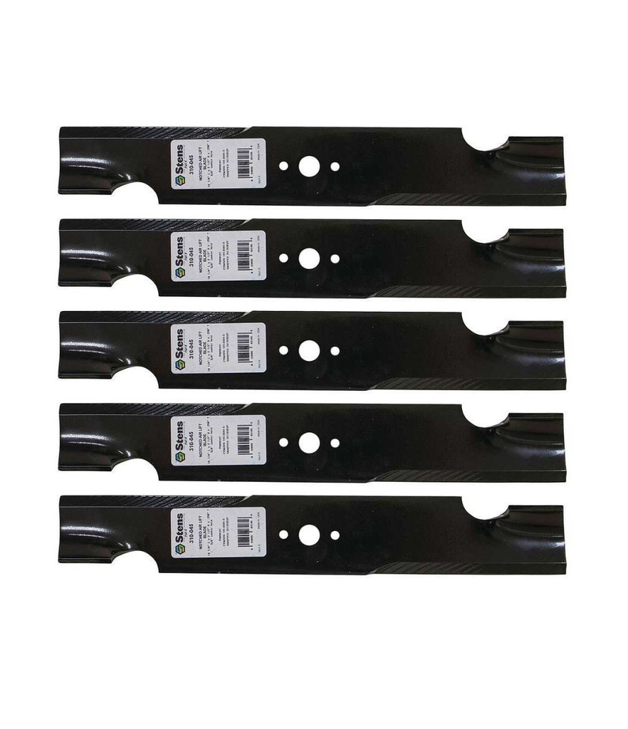 5 Pack of Stens 310-045 Lawnmower Notched Air-Lift Blade Husqvarna 539100340