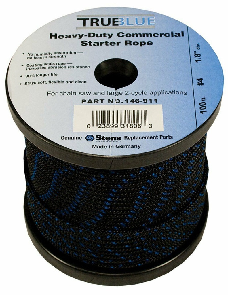 Stens 146-911 TrueBlue 100 Starter Rope Size 4 Diameter 1/8 Length 100