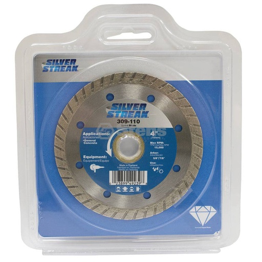 [ST-309-110] Stens 309-110 Silver Streak Turbo Blade Diamond Cut-Off Saw 4 Turbo Blade