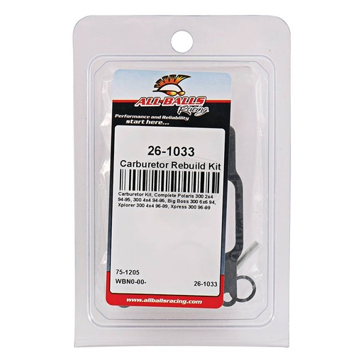 [ST-26-1033] Stens  26-1033   
 All Balls Racing Carburetor Rebuild Kit
